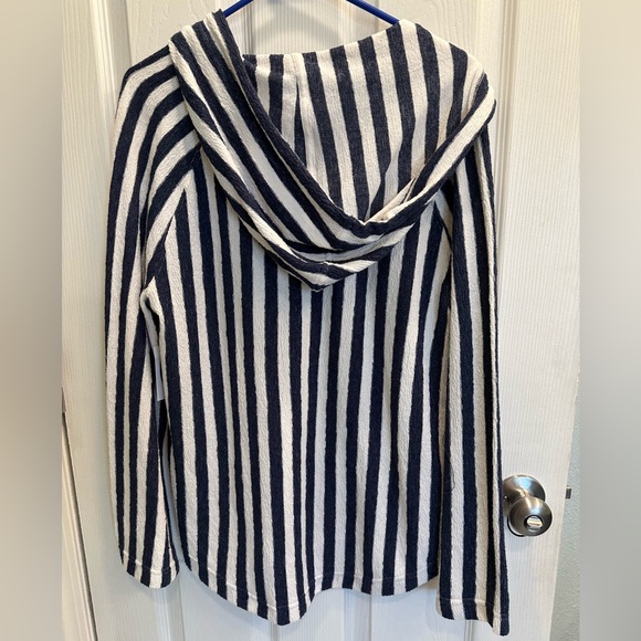 NWT Old Navy Striped Navy and White Terry Hoodie - Picture 4 of 5
